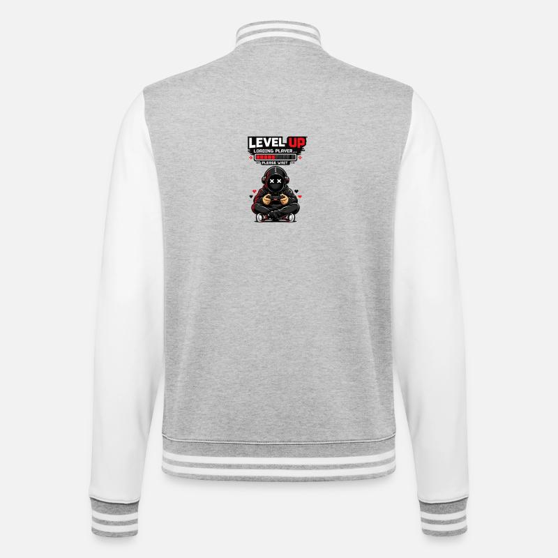 Level Up Loading Pixel Hero - College Sweat Jacket - heather grey/white