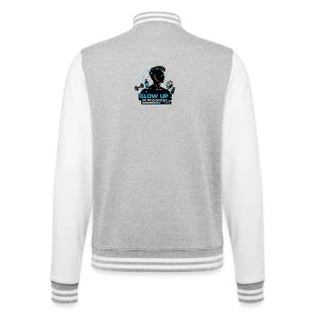 Glow Up Self Optimization Gym Skincare Saying - College Sweat Jacket - heather grey/white - Back - Marisol (170cm)