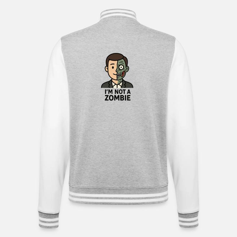 Halb Mensch Halb Zombie - College-Sweatjacke - Grau meliert/Weiß