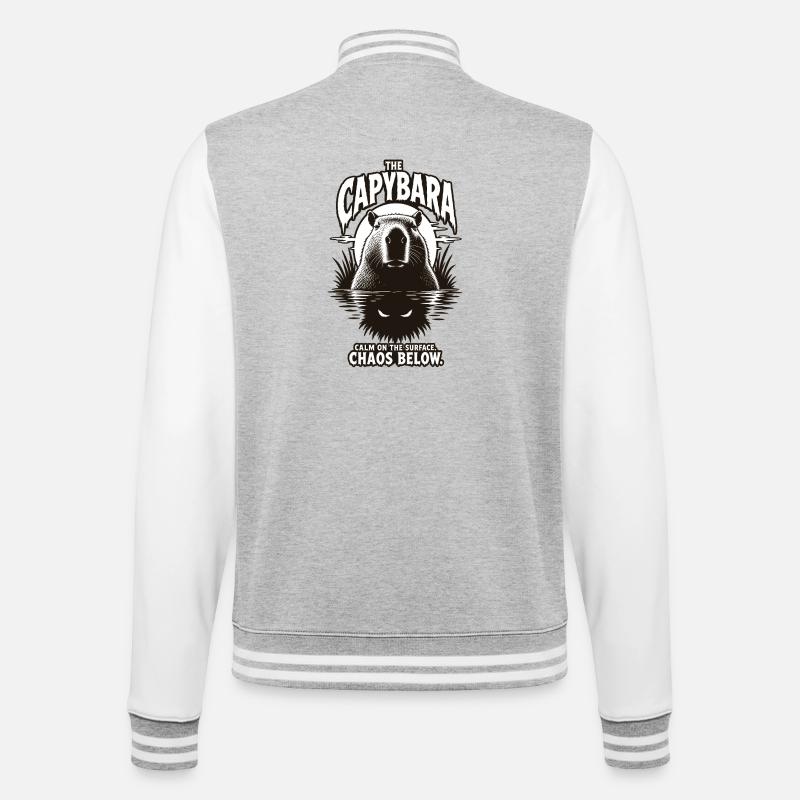 Capybara Chaos Horror Design - College Sweat Jacket - heather grey/white