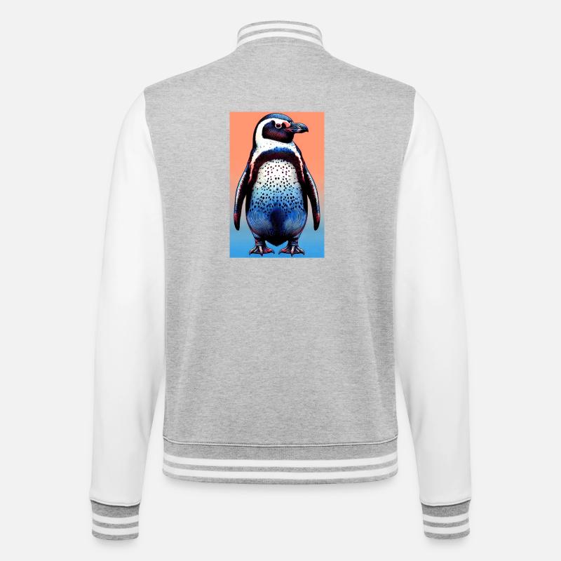 Pinguin - College-Sweatjacke - Grau meliert/Weiß