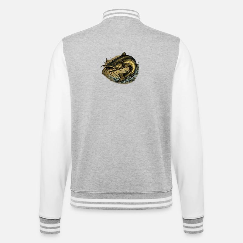 River Beast – Catfish Fury - College Sweat Jacket - heather grey/white