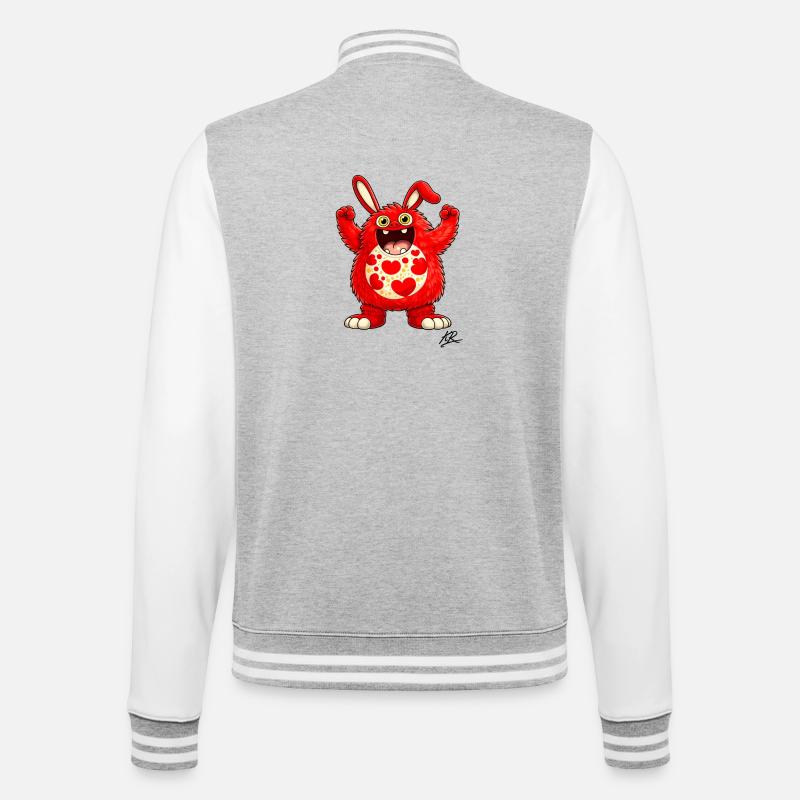 Red Rabbit Happy Heart - College Sweat Jacket - heather grey/white