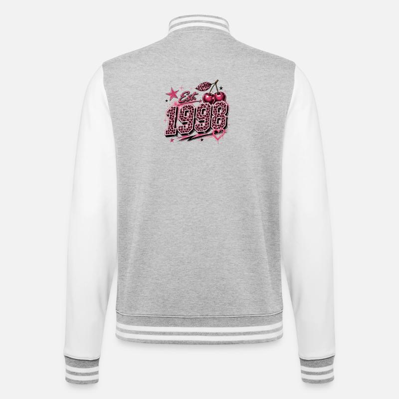 Est. 1998 Pink Leopard Birthyear - College Sweat Jacket - heather grey/white