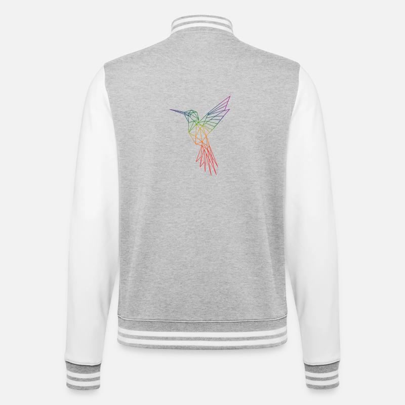 Rainbow Origami Hummingbird - College Sweat Jacket - heather grey/white