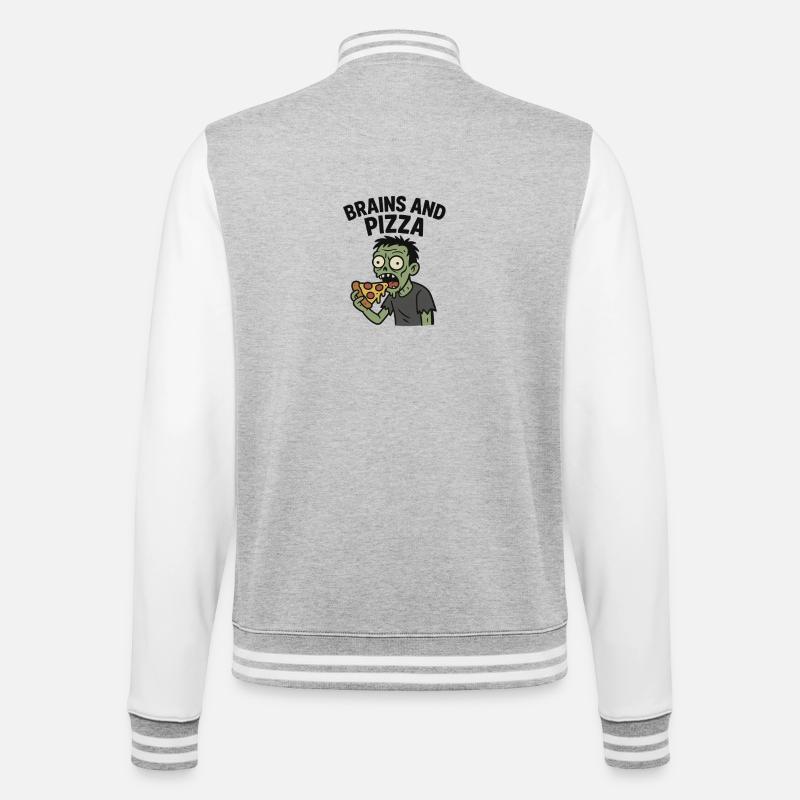 Zombie mit Pizza-Hunger - College-Sweatjacke - Grau meliert/Weiß