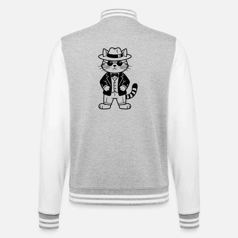 cat mafia - College Sweat Jacket - heather grey/white
