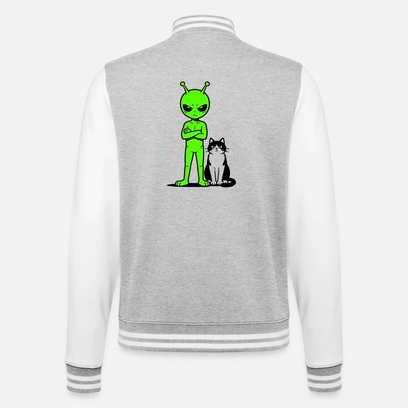 Alien Comic Humor - College Sweat Jacket - heather grey/white