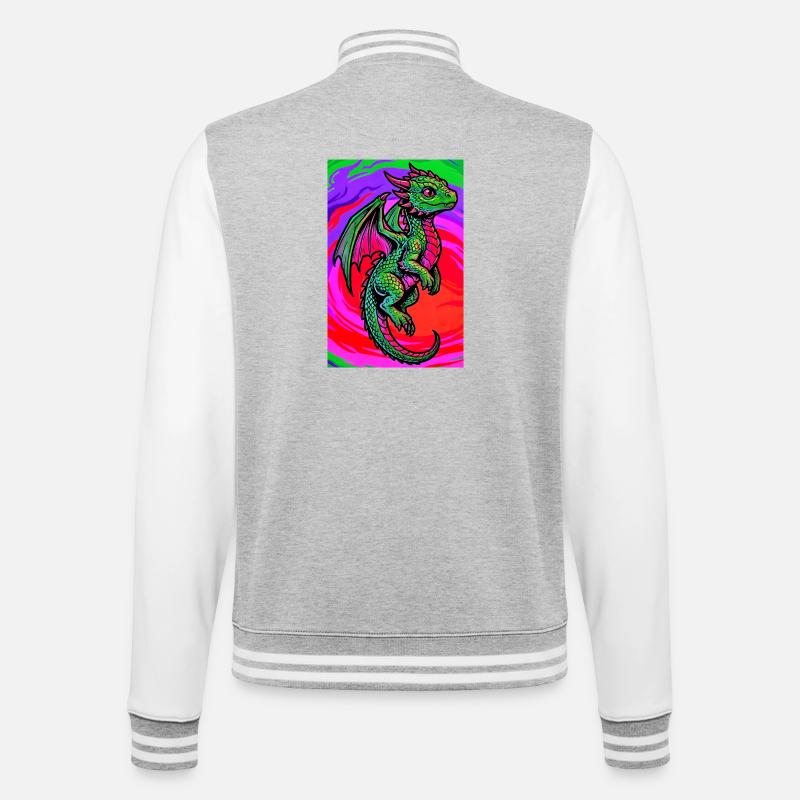 Drache - College-Sweatjacke - Grau meliert/Weiß