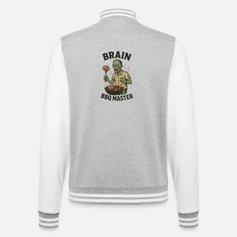 Zombie Grill Master Brain BBQ - Veste Teddy - gris chiné / blanc