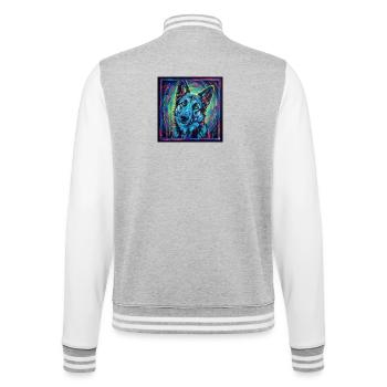 Neon-Wolfsblick - College-Sweatjacke - Grau meliert/Weiß - Hinten - Marisol (170cm)