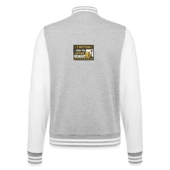 Caffeine Fueled Forklift Patch - College Sweat Jacket - heather grey/white - Back - Marisol (170cm)
