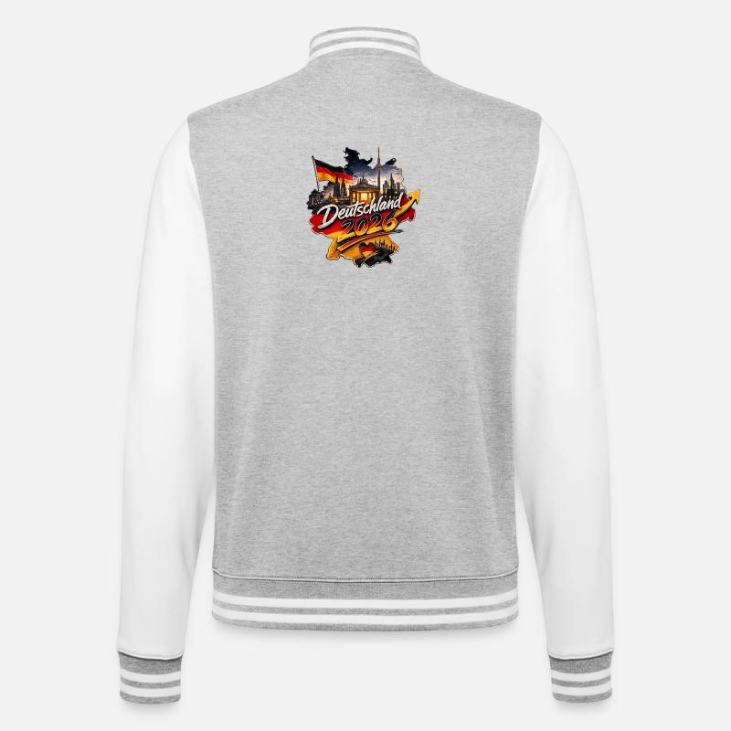 Deutschland_2026 - College-Sweatjacke - Grau meliert/Weiß