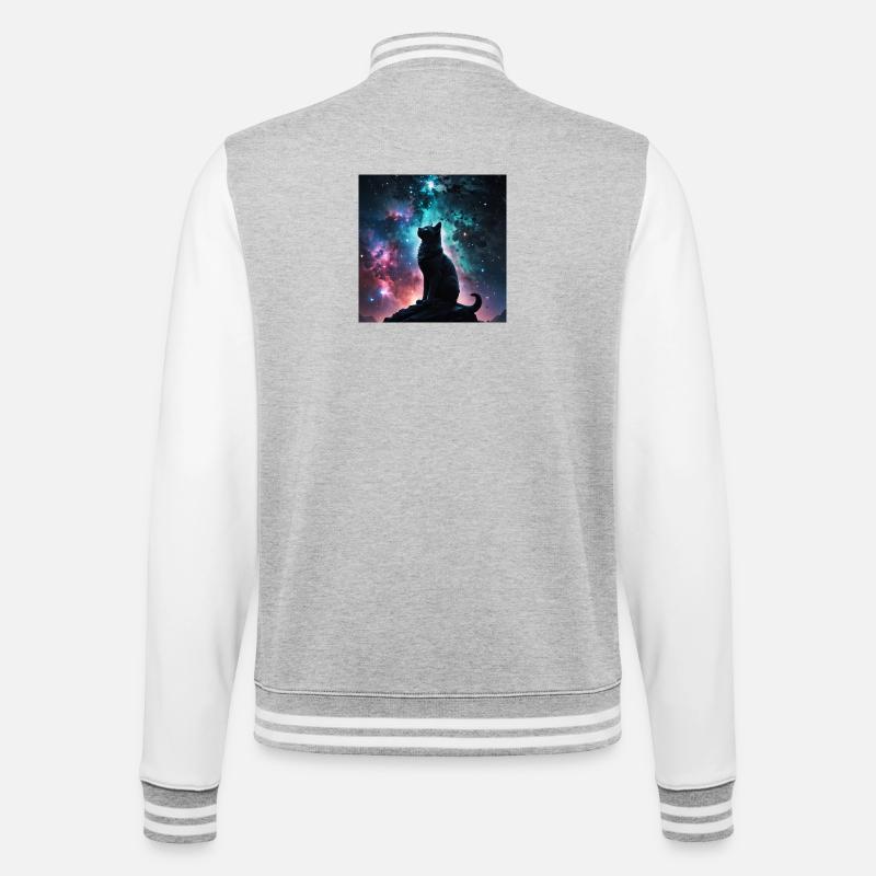 kosmische Katze - College-Sweatjacke - Grau meliert/Weiß