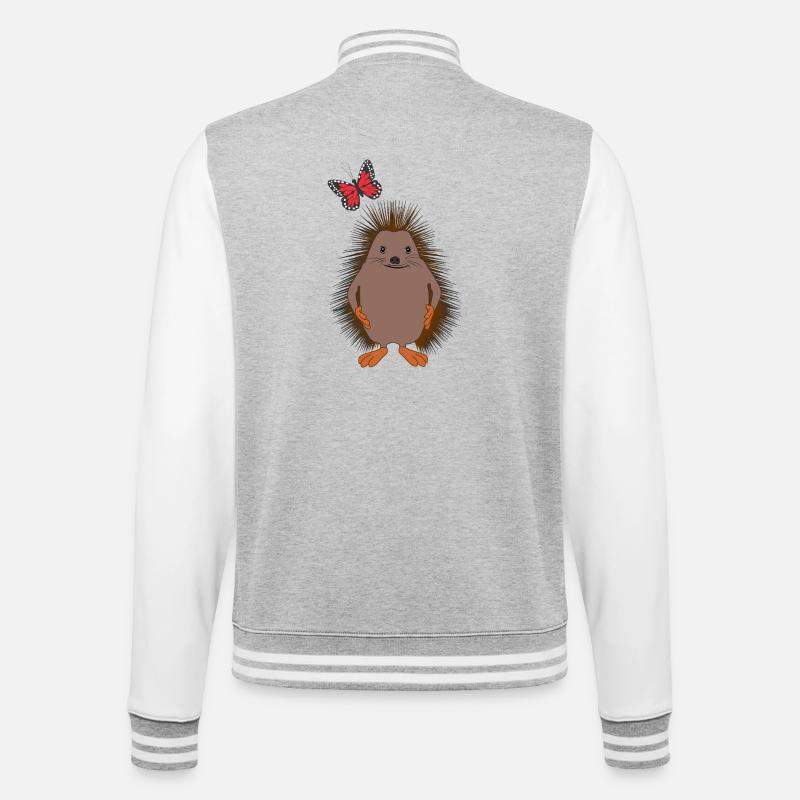 Doux hérisson & papillon – Gentillesse - Veste Teddy - gris chiné / blanc