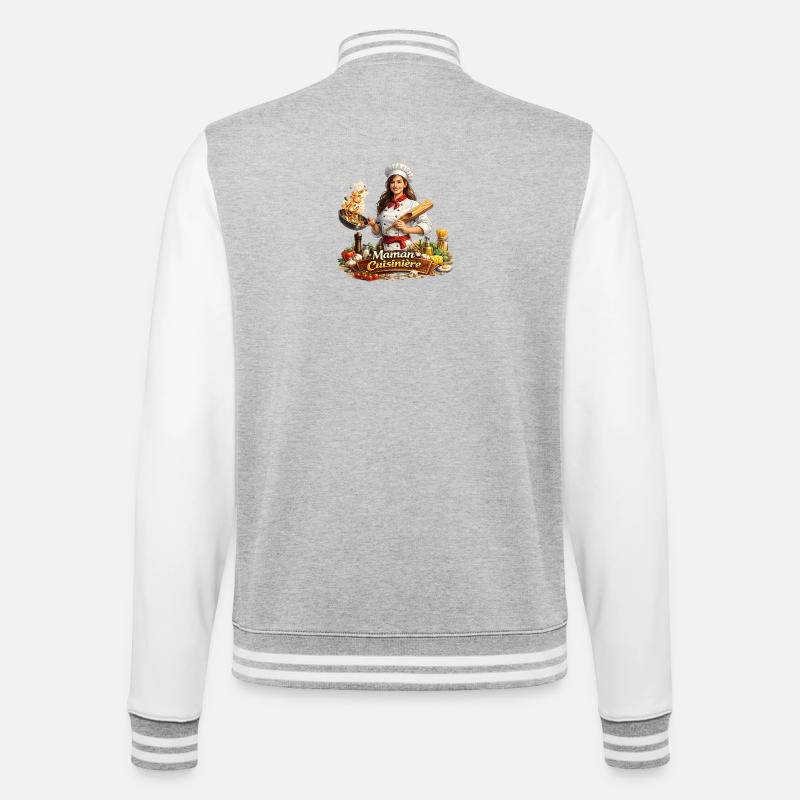 Maman Cuisinière Chef Familial - Veste Teddy - gris chiné / blanc