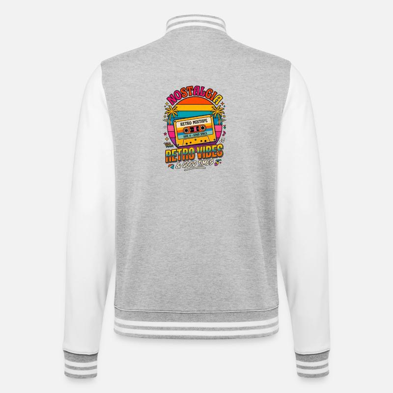 Retro Mixtape Nostalgia Vibes - College Sweat Jacket - heather grey/white