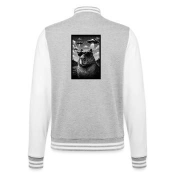 Capybara with sunglasses and UFOs - College Sweat Jacket - heather grey/white - Back - Marisol (170cm)