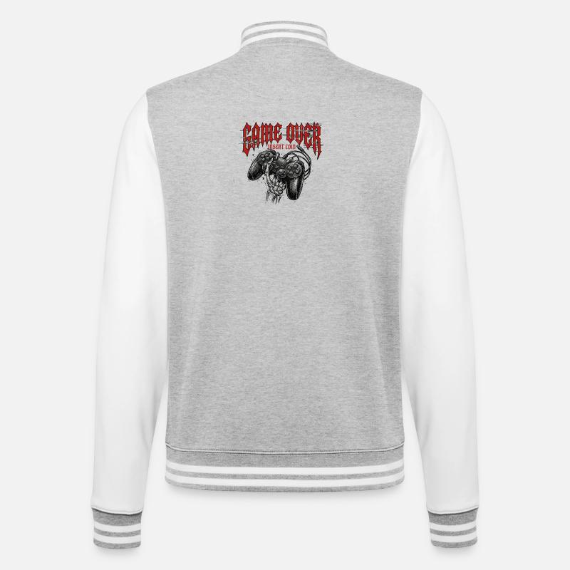 Game Over Retro Controller Grunge - College-Sweatjacke - Grau meliert/Weiß
