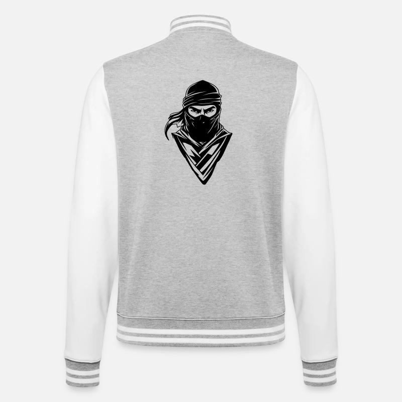 Ninja - Face - College Sweat Jacket - heather grey/white