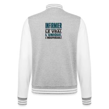  infirmier homme humour le vrai cadeau - Veste Teddy - gris chiné / blanc - Dos - Marisol (170cm)
