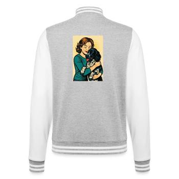 Münsterländer sind toll! - College-Sweatjacke - Grau meliert/Weiß - Hinten - Marisol (170cm)