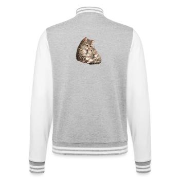 Mom cat cuddles with her sweet cute kitten - College Sweat Jacket - heather grey/white - Back - Marisol (170cm)