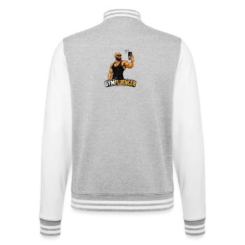 Gymfluencer – Bête Selfie – Édition Barbe - Veste Teddy - gris chiné / blanc - Dos - Marisol (170cm)