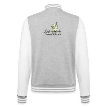 Nur ein Mädchen liebt Matcha - College-Sweatjacke - Grau meliert/Weiß - Hinten - Marisol (170cm)