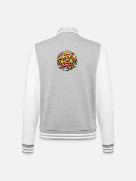Flower Power Fist Blumenreigen - College-Sweatjacke - Grau meliert/Weiß