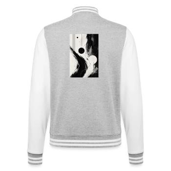Abstraction noir et blanc orbites - Veste Teddy - gris chiné / blanc - Dos - Marisol (170cm)