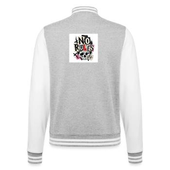 Keine Regeln - College-Sweatjacke - Grau meliert/Weiß - Hinten - Marisol (170cm)