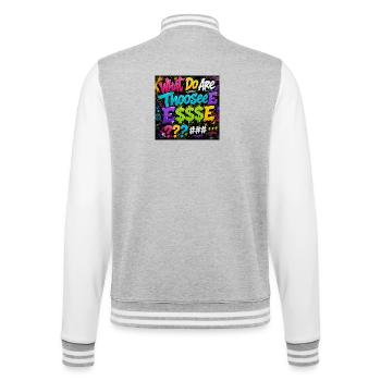 Neon Graffiti Dollarzeichen und Fragezeichen - College-Sweatjacke - Grau meliert/Weiß - Hinten - Marisol (170cm)