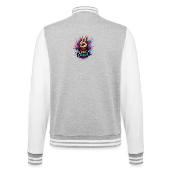 Peace Color Splash – Live Love Laugh - College-Sweatjacke - Grau meliert/Weiß - Hinten - Marisol (170cm)