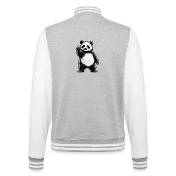 PNDA FCK - College-Sweatjacke - Grau meliert/Weiß - Hinten - Marisol (170cm)