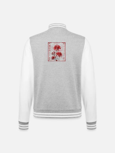 Japan Blume Rote Lilie - College-Sweatjacke - Grau meliert/Weiß