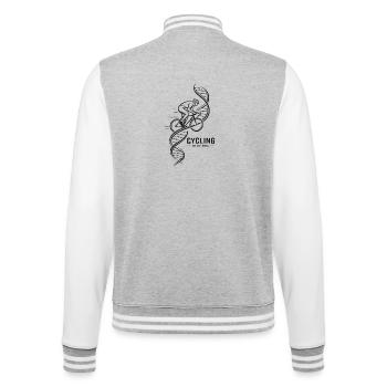 DNA Fahrrad Helix Motiv - College-Sweatjacke - Grau meliert/Weiß - Hinten - Marisol (170cm)