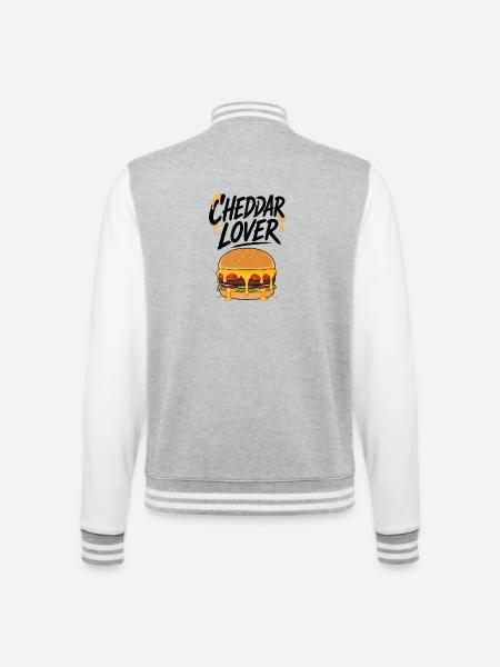 Cheddar Burger Lover Illustration - College-Sweatjacke - Grau meliert/Weiß