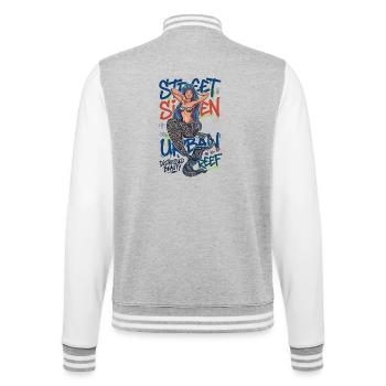 Street Siren Urban Mermaid Graffiti Streetwear Art - College Sweat Jacket - heather grey/white - Back - Marisol (170cm)