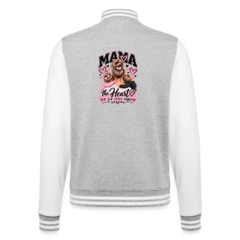 Mama – The Heart of Our Little Family - College Sweat Jacket - heather grey/white - Back - Marisol (170cm)