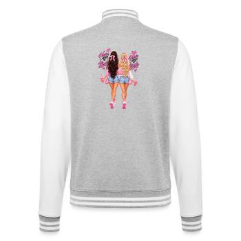 Never Without My Blonde, Never Without My Brunette - College Sweat Jacket - heather grey/white - Back - Marisol (170cm)