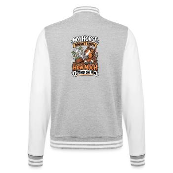 Horse Owner Expensive Horse - College-Sweatjacke - Grau meliert/Weiß - Hinten - Marisol (170cm)