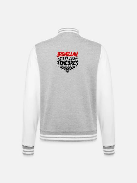Bismillah c'est les ténèbres noir - College-Sweatjacke - Grau meliert/Weiß