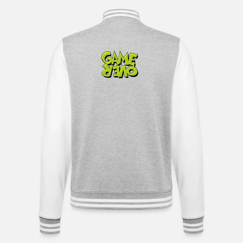Game Over Retro-Pixel-Design - College-Sweatjacke - Grau meliert/Weiß