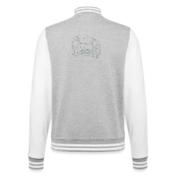 Mann und Frau offline - College-Sweatjacke - Grau meliert/Weiß - Hinten - Marisol (170cm)