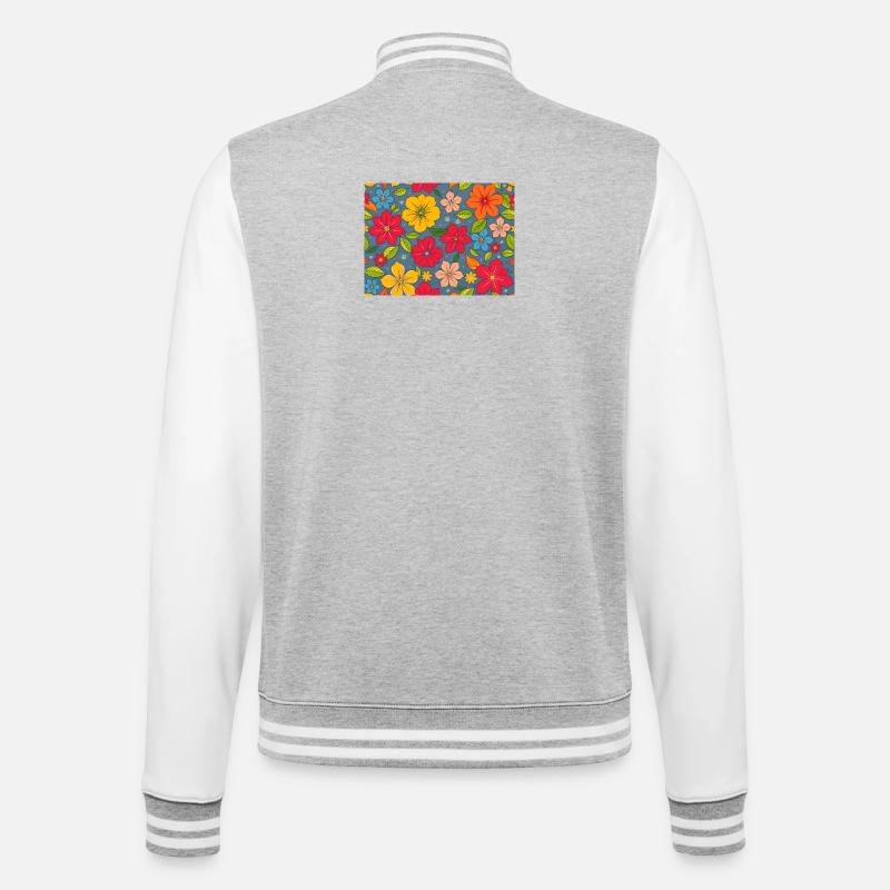 Floral pattern in boho design - College Sweat Jacket - heather grey/white