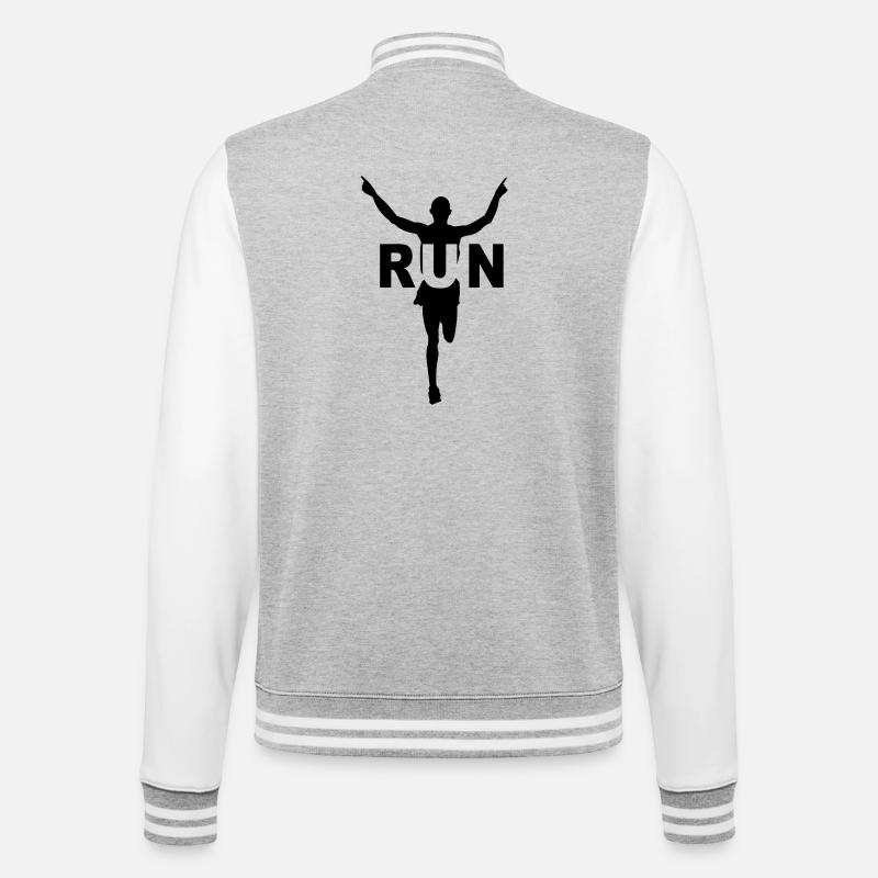 Run, course à pied, jogging , marathon - Veste Teddy - gris chiné / blanc