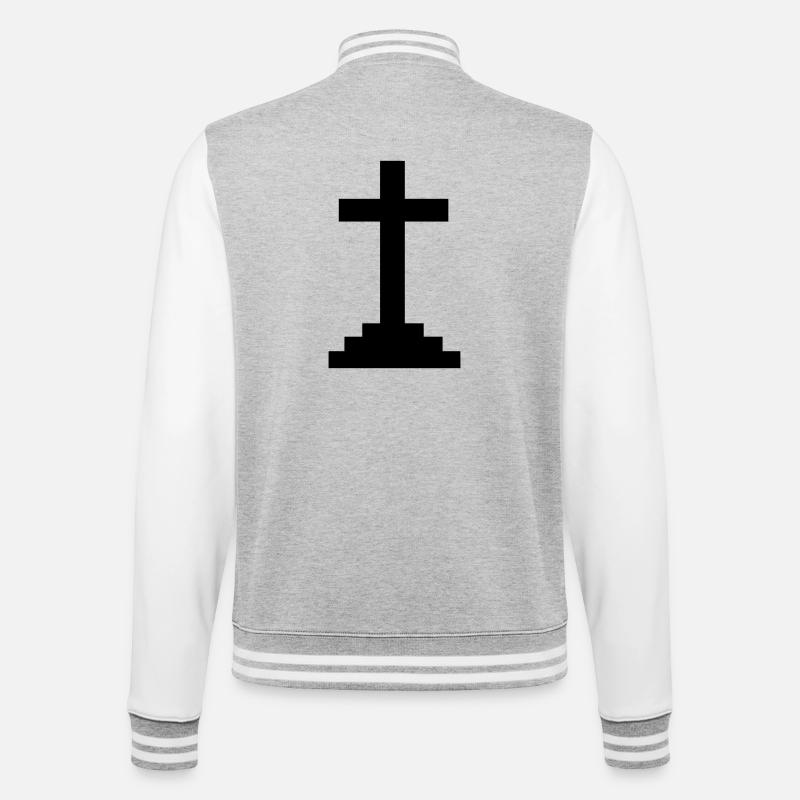 Croix - Veste Teddy - gris chiné / blanc