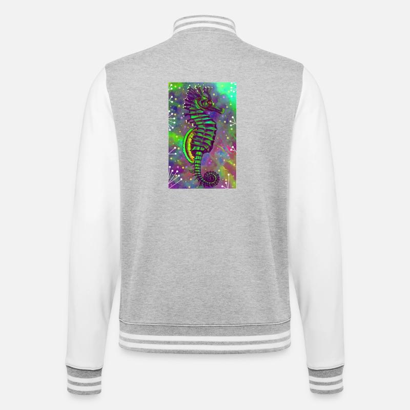Seepferdchen - College-Sweatjacke - Grau meliert/Weiß