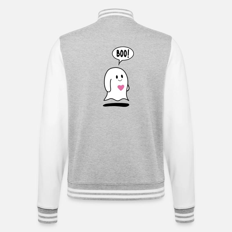 Kleiner Geist, Geist mit Herz - College-Sweatjacke - Grau meliert/Weiß
